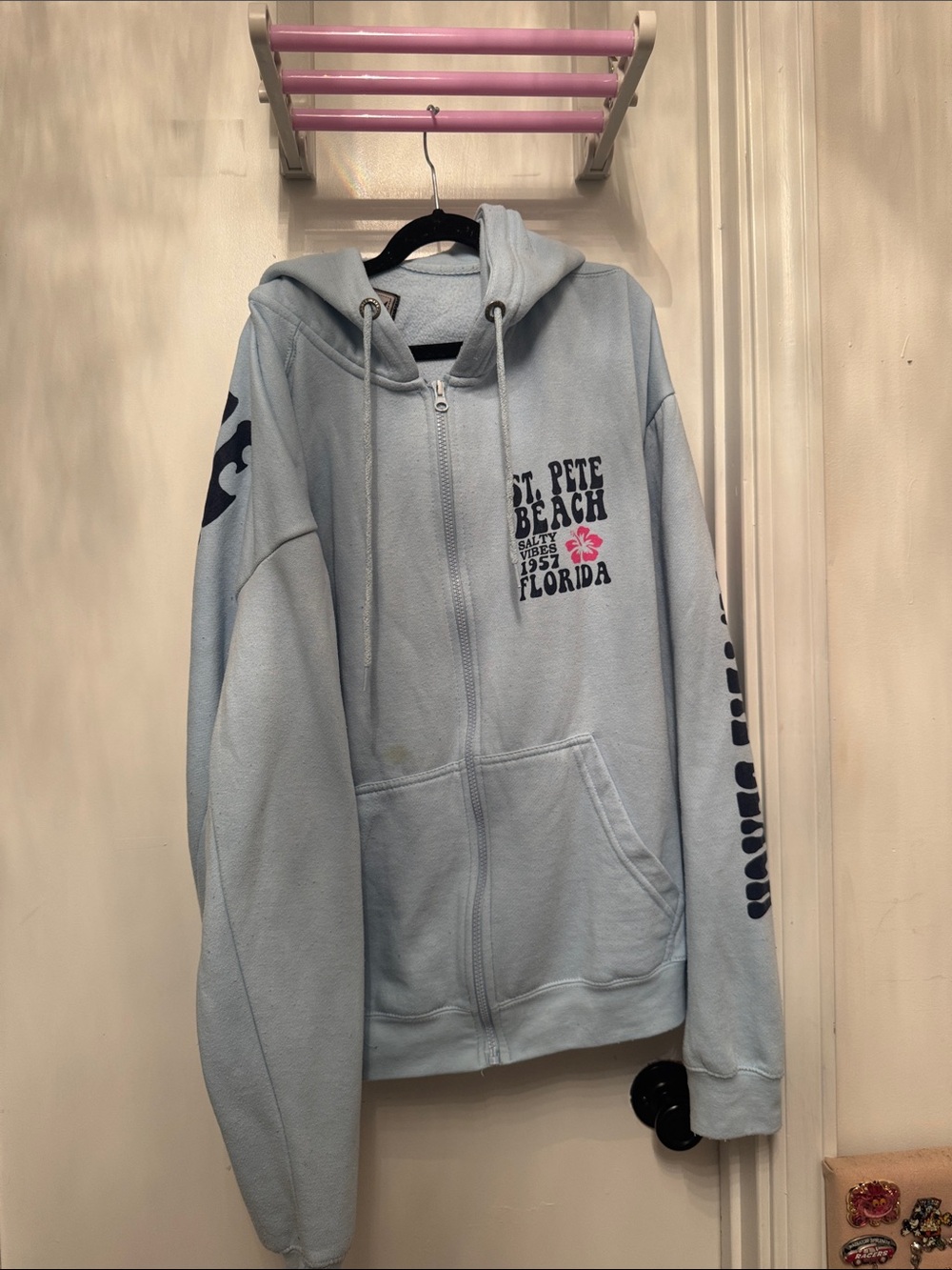Light Blue Kids Zip-Up Hoodie Jacket - St. Pete Beach Florida